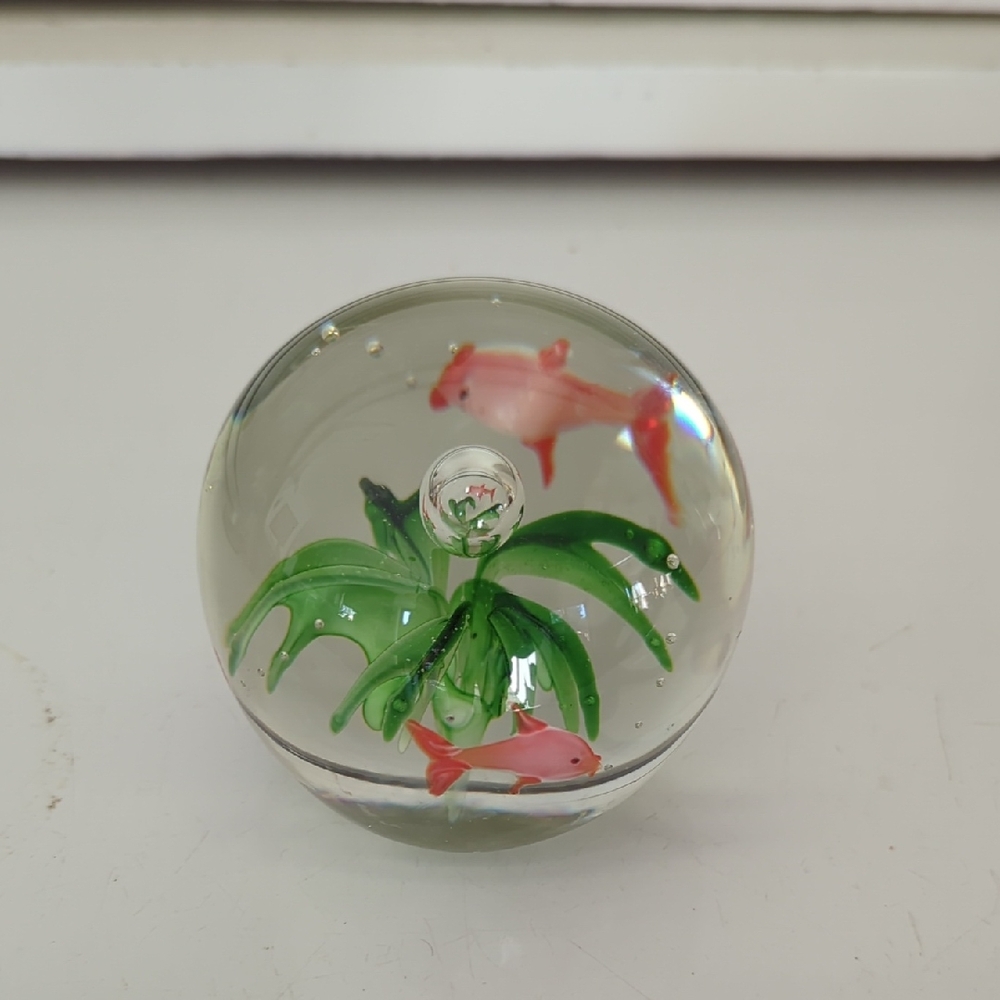 Hand Blown Aquarium Fish Glass Paperweight